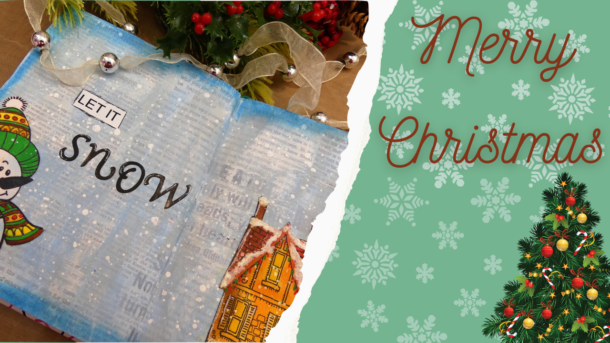 Claycia Crafting Corner - Art Journal Layout - Let it Snow