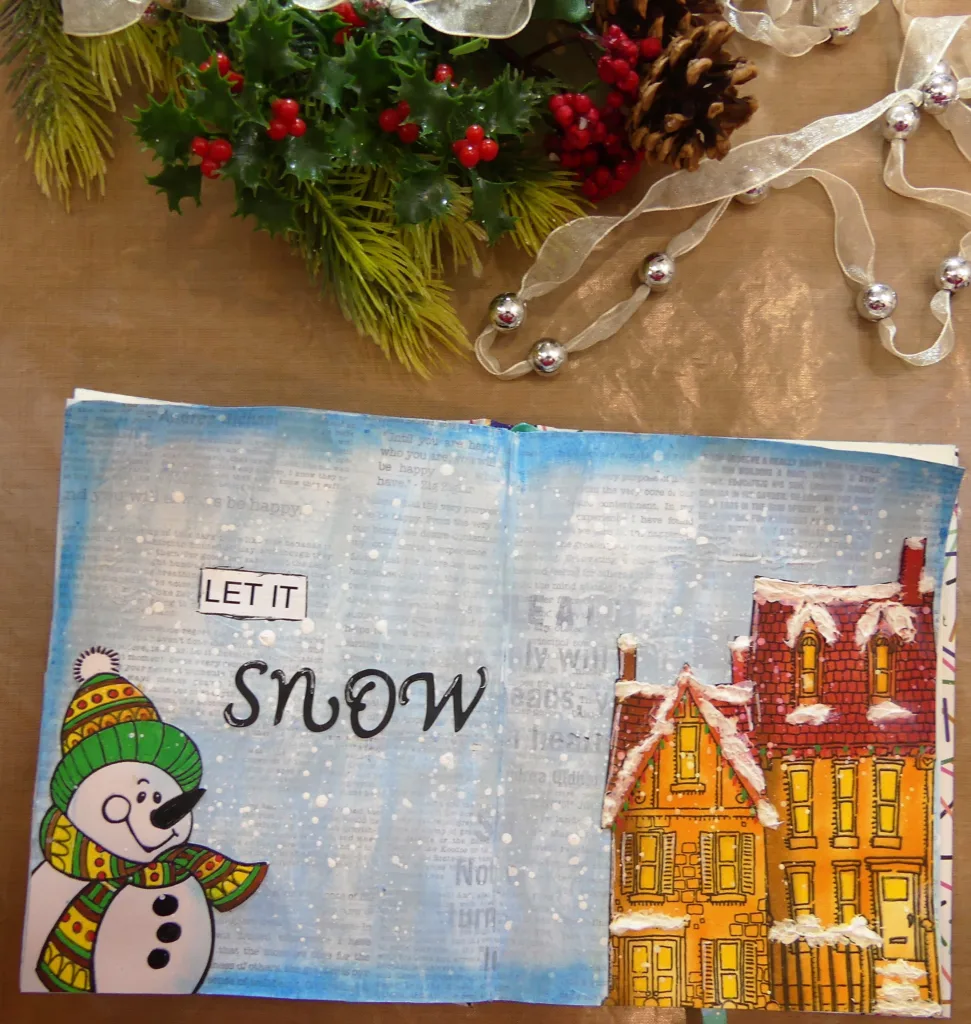 Claycia Crafting Corner - Art Journal Layout - Let it, Snow