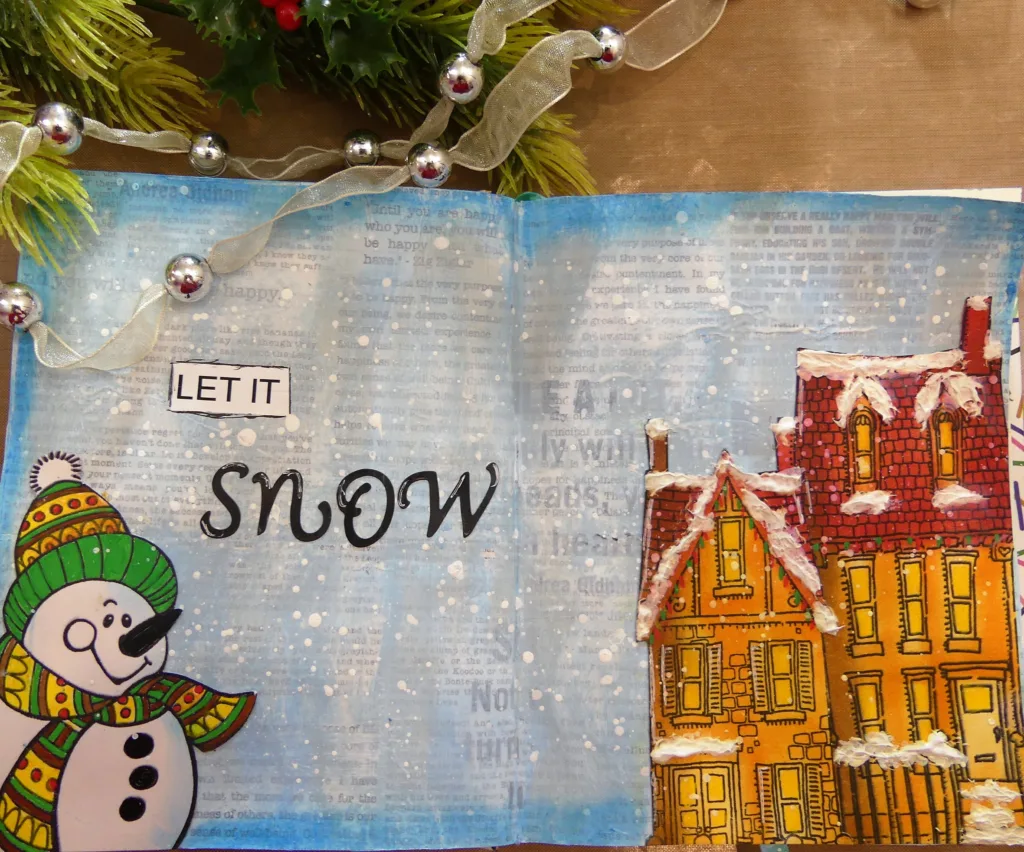 Claycia Crafting Corner - Art Journal Layout - Let it, Snow